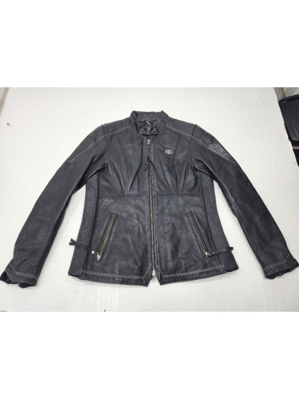 Harley Davidson ECLIPSE Rhinestones Logo Leather Riding Motorcycle Jacket Large